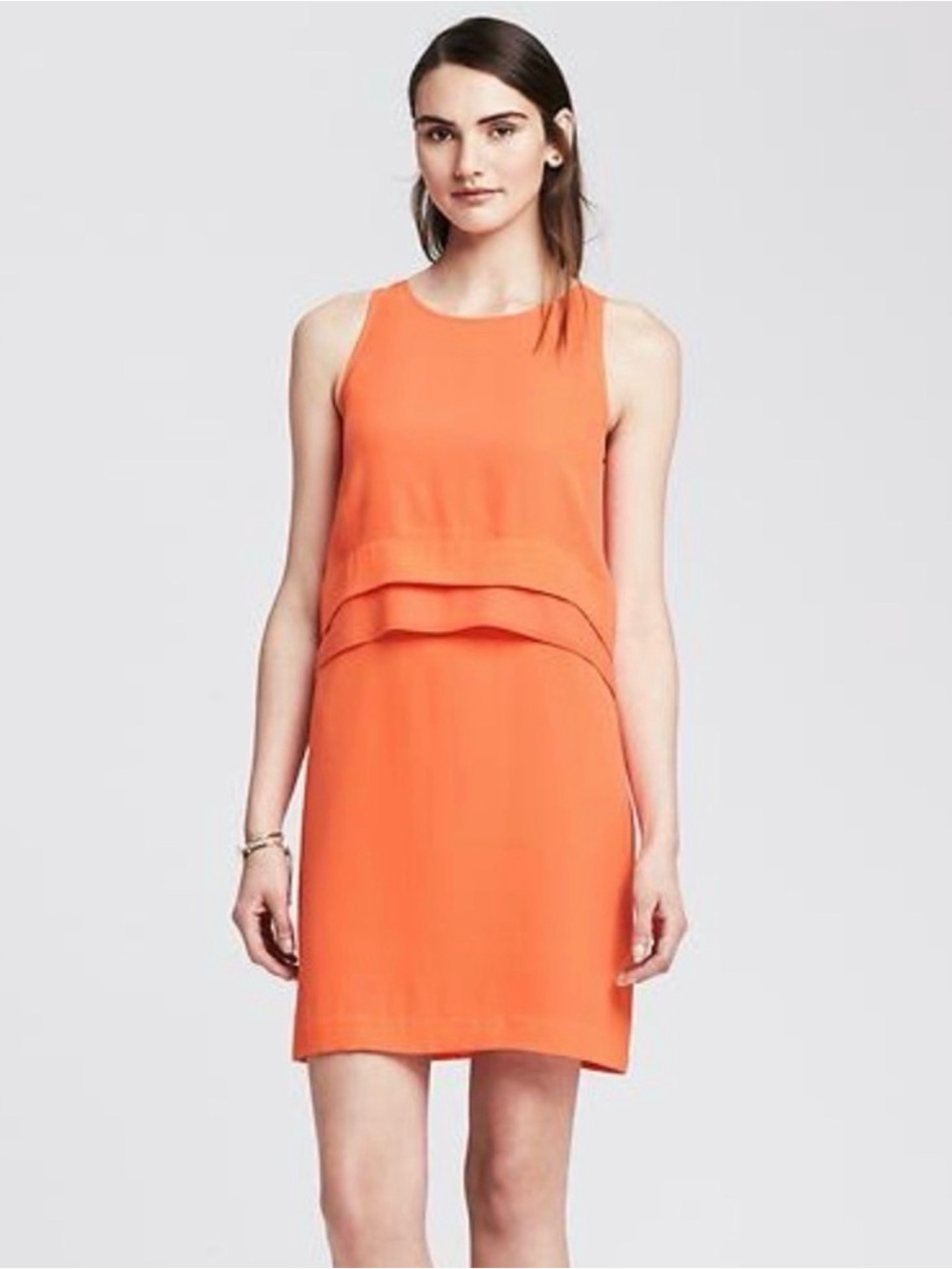 Banana Republic Orange Sleeveless Layered Shift Dress
